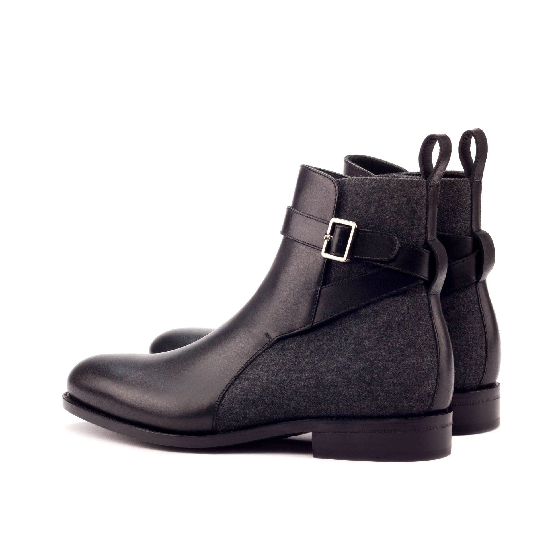 Gizeh - Black Leather & Grey Flannel - Atelier 5 weeks LION BOOTS