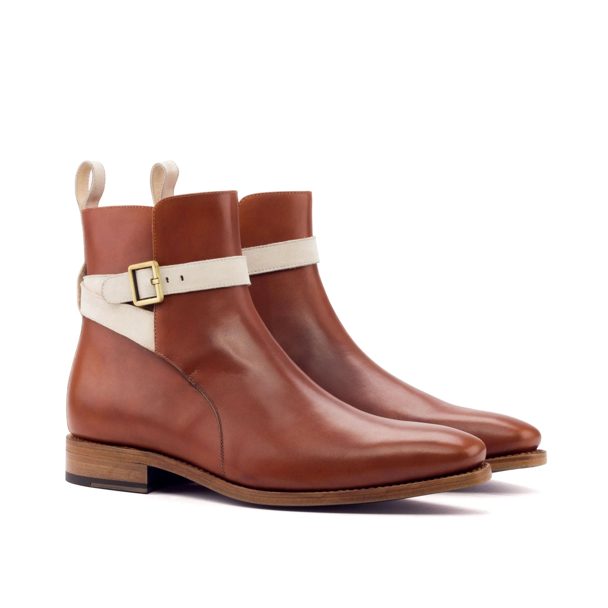 Gizeh - Cognac Leather & Ivory Suede Saddle - Atelier 5 weeks LION BOOTS
