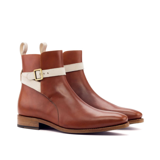 Gizeh - Cognac Leather & Ivory Suede Saddle - Atelier 5 weeks LION BOOTS