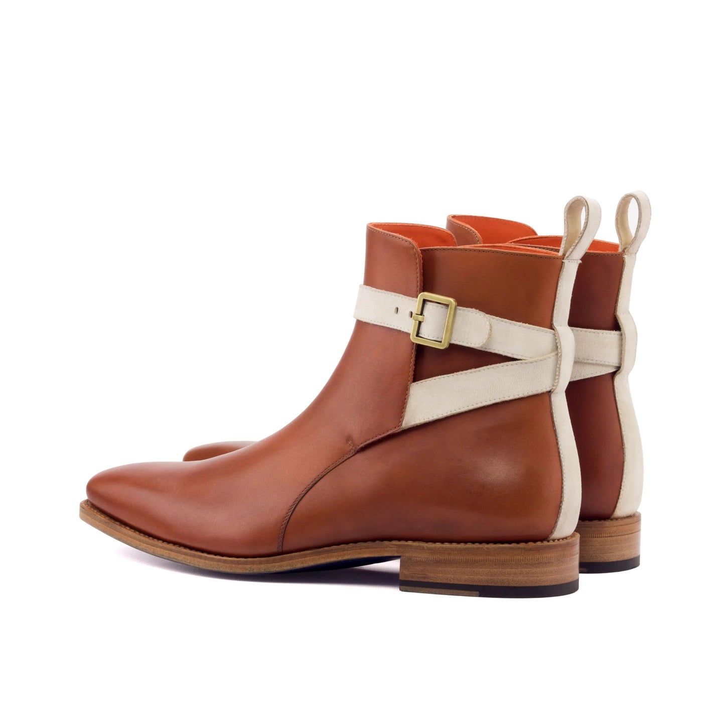 Gizeh - Cognac Leather & Ivory Suede Saddle - Atelier 5 weeks LION BOOTS