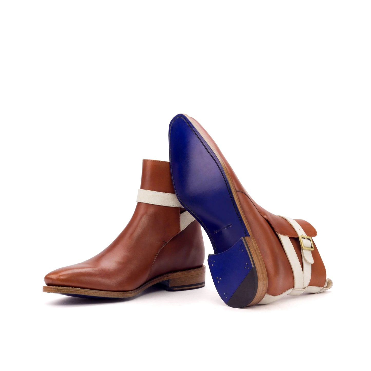 Gizeh - Cognac Leather & Ivory Suede Saddle - Atelier 5 weeks LION BOOTS