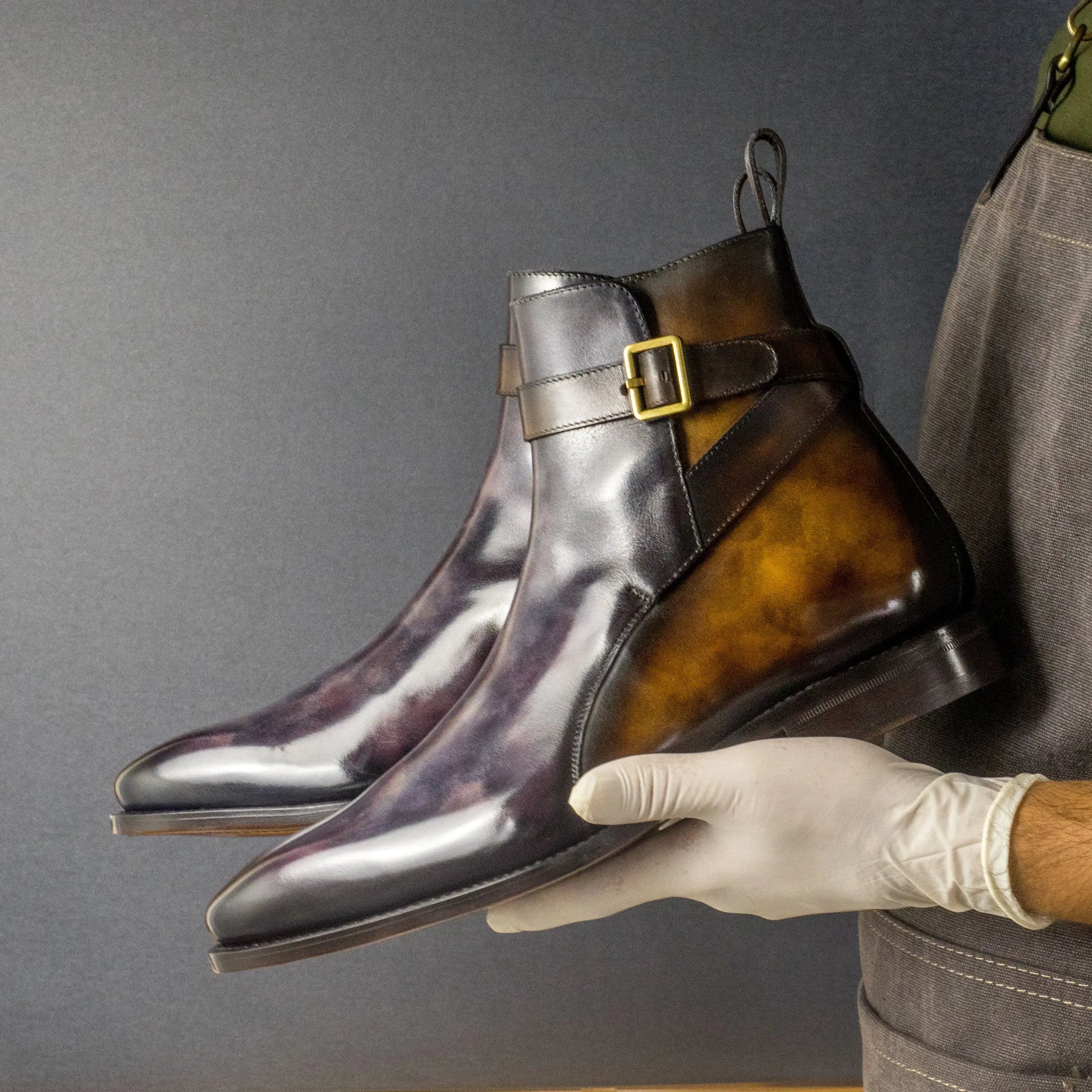 Gizeh - Aubergine & Tobacco Patina - Atelier 5 weeks LION BOOTS