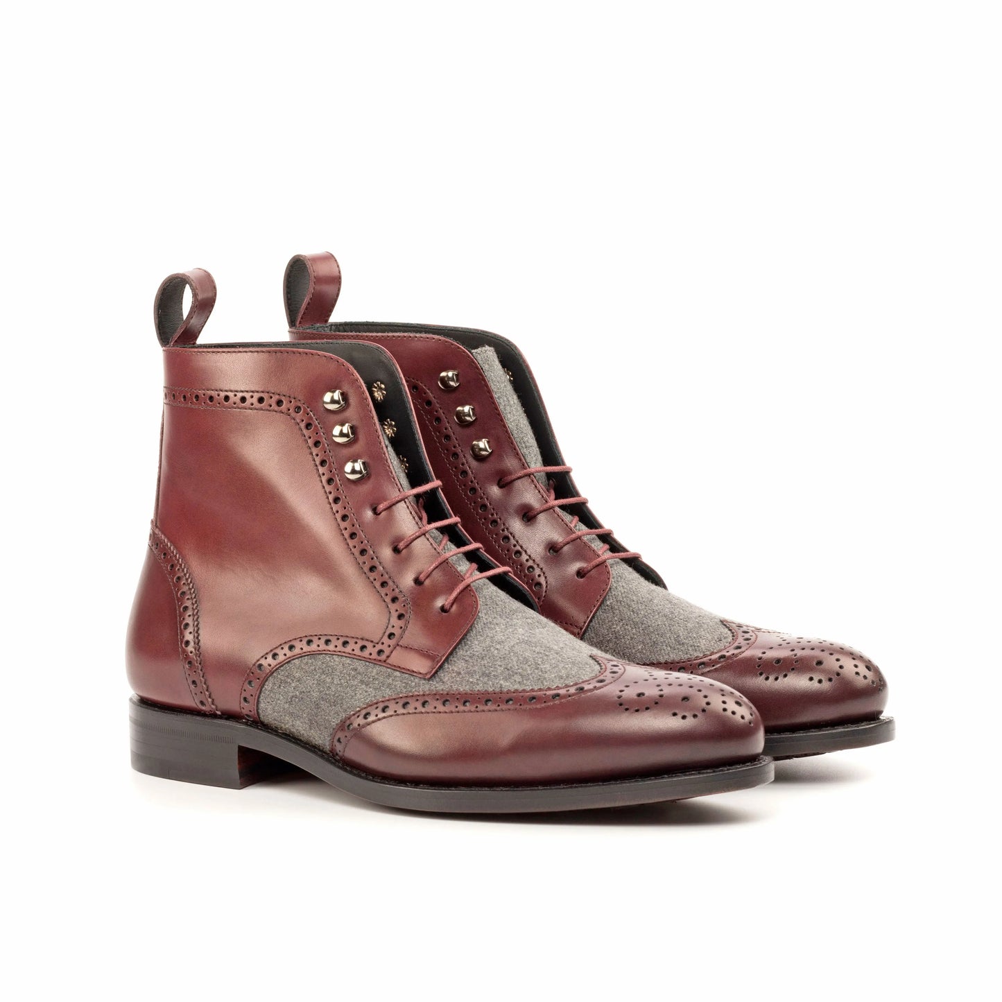 Drakensberg - Burgundy Leather & Grey Flannel - Atelier 5 weeks LION BOOTS