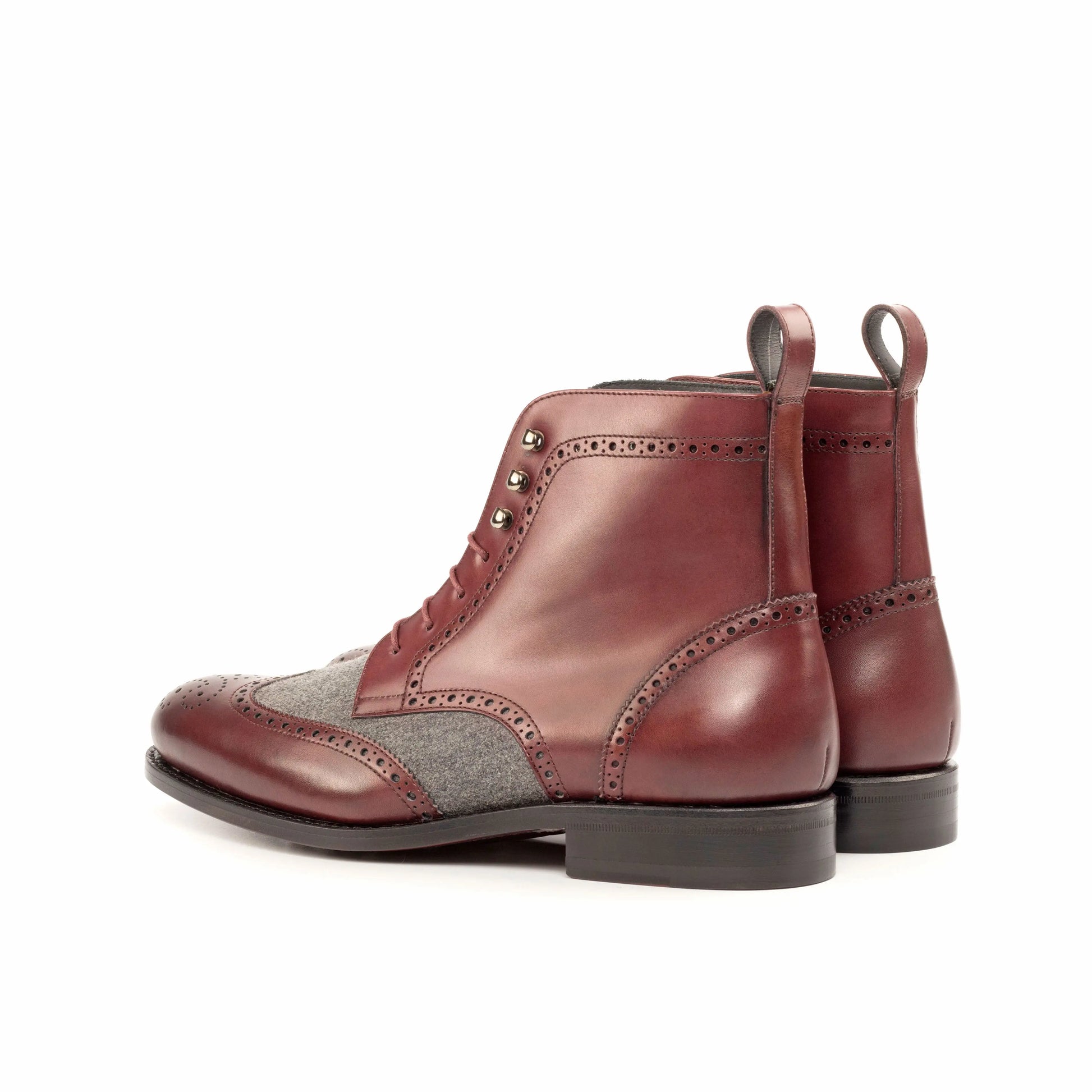 Drakensberg - Burgundy Leather & Grey Flannel - Atelier 5 weeks LION BOOTS