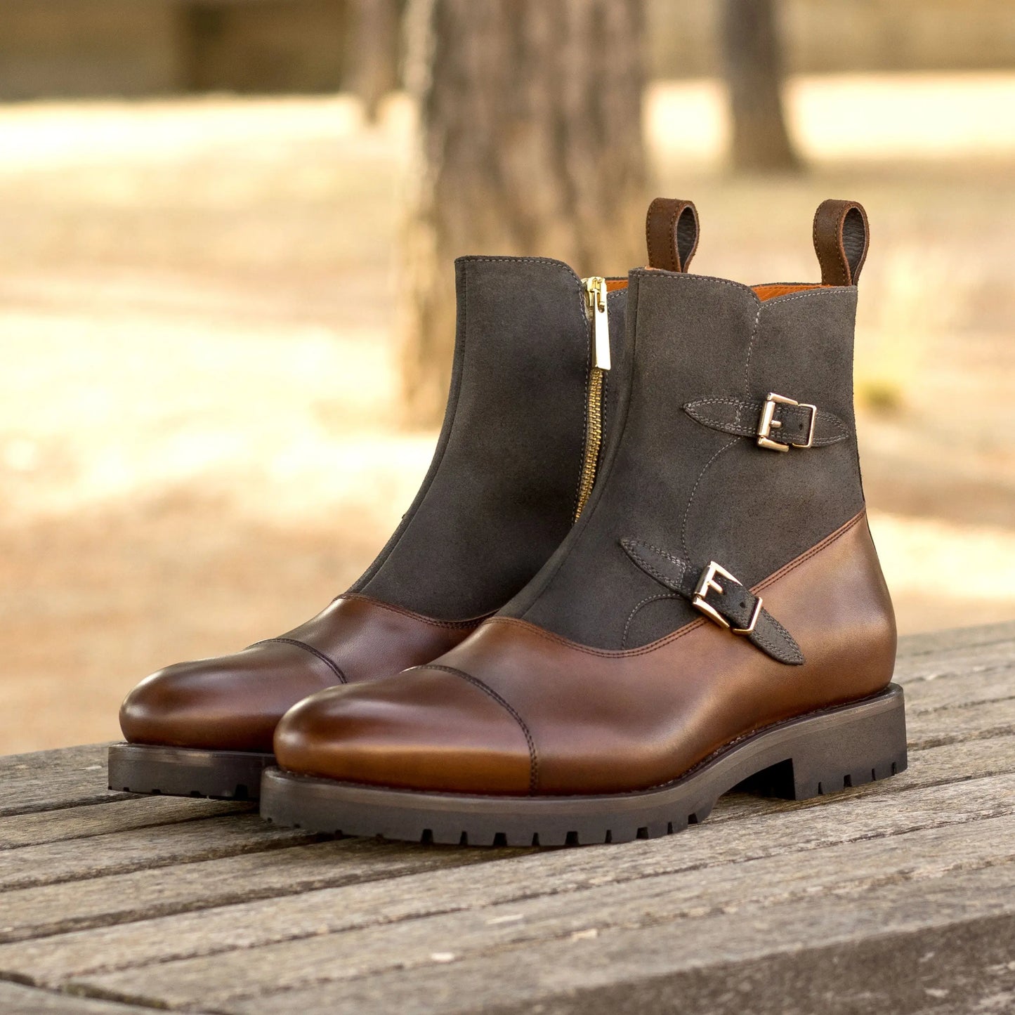Okavango - Brown Leather & Dark Brown Suede - Atelier 5 weeks LION BOOTS