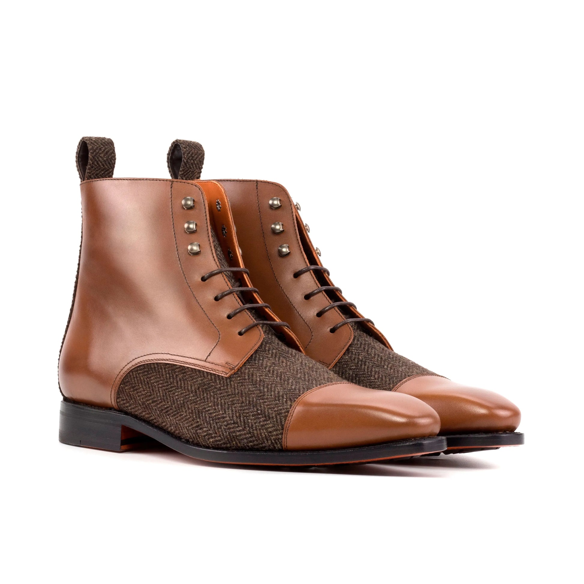 Sahara - Brown Leather & Tweed - Atelier 5 weeks LION BOOTS