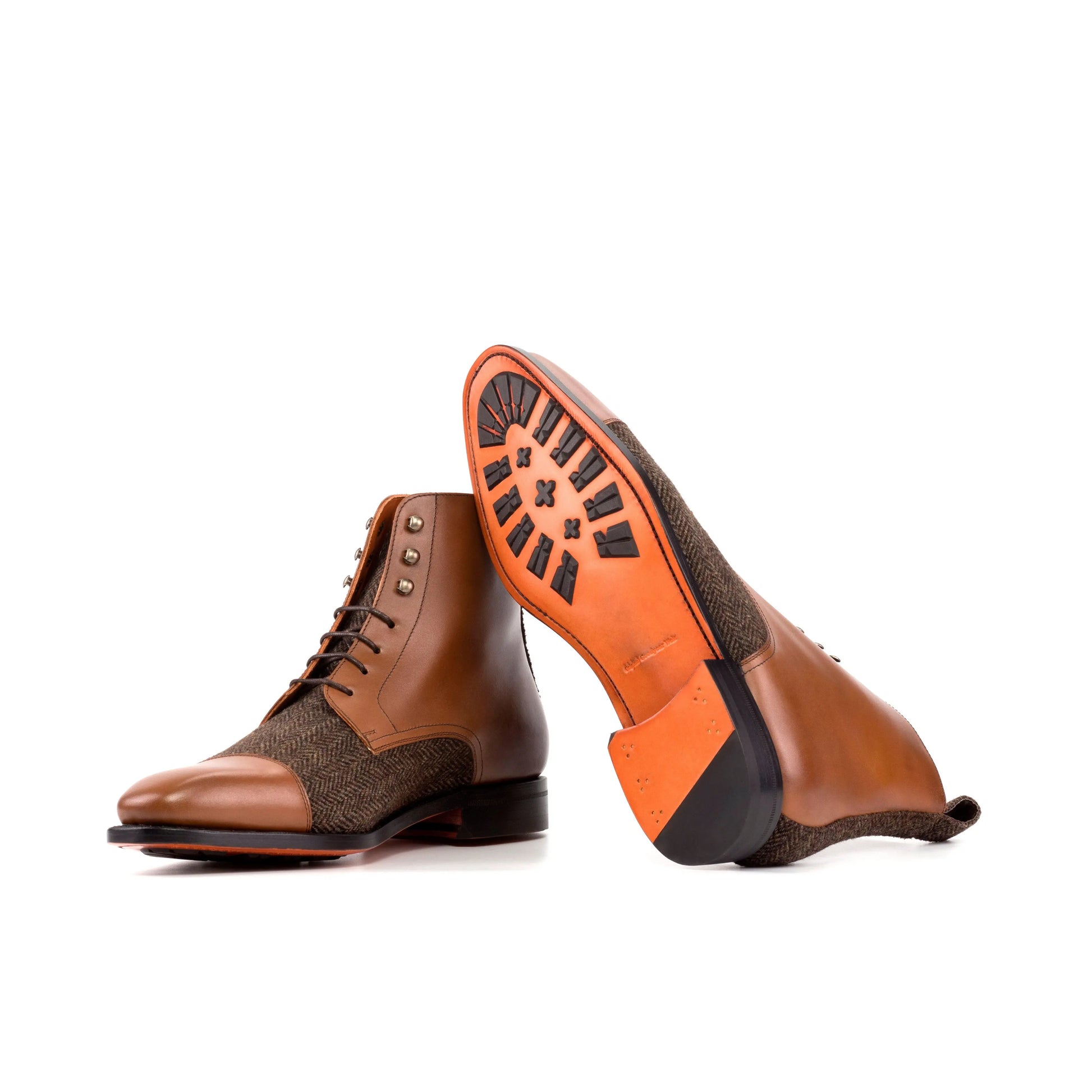 Sahara - Brown Leather & Tweed - Atelier 5 weeks LION BOOTS