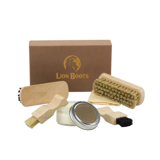 Shoe care kit with brushes and cream from Lion Boots 